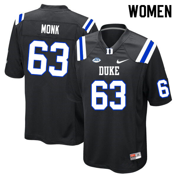 Women #63 Jacob Monk Duke Blue Devils College Football Jerseys Sale-Black